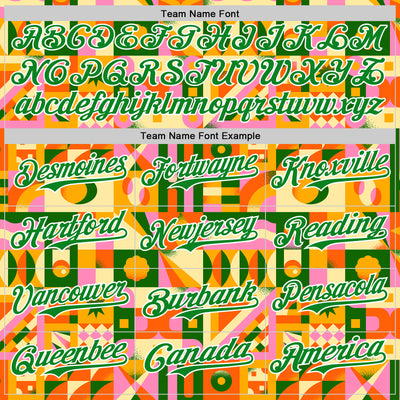 Custom Bay Orange Grass Green-White 3D Ambartive Abstract Geometric Pattern Authentic Baseball Jersey