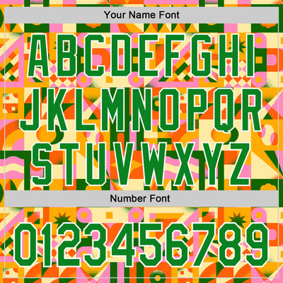 Custom Bay Orange Grass Green-White 3D Ambartive Abstract Geometric Pattern Authentic Baseball Jersey