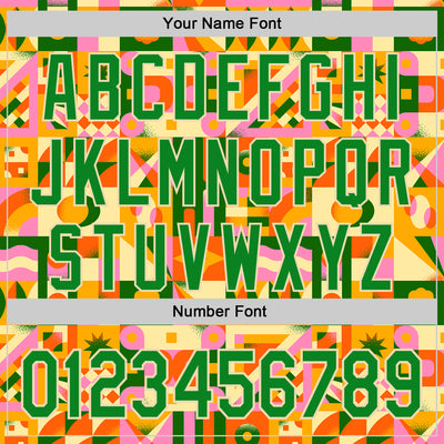 Custom Grass Green Cream 3D Ambartive Abstract Geometric Pattern Authentic Baseball Jersey