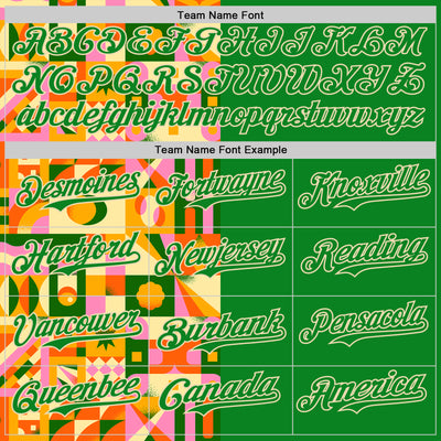 Custom Grass Green Cream 3D Ambartive Abstract Geometric Pattern Authentic Baseball Jersey