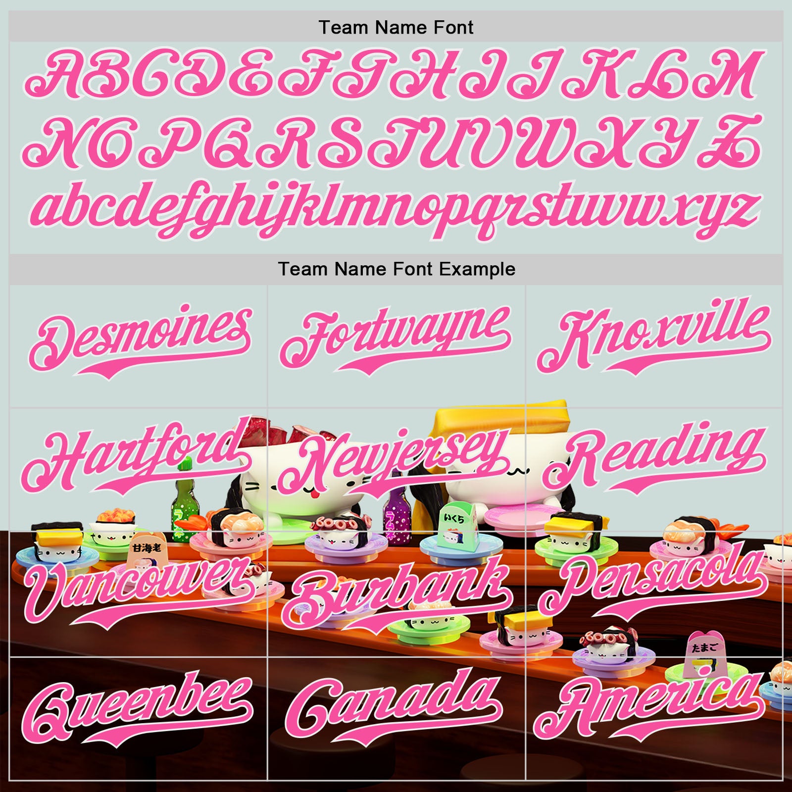 Custom Blue Pink-White 3D Cindy Suen Conveyor Belt Sushi Authentic Baseball Jersey