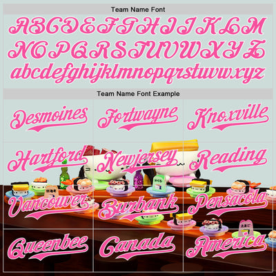 Custom Blue Pink-White 3D Cindy Suen Conveyor Belt Sushi Authentic Baseball Jersey