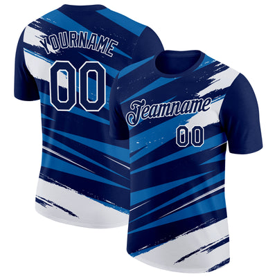Custom Navy Blue-White 3D Esports Performance T-Shirt