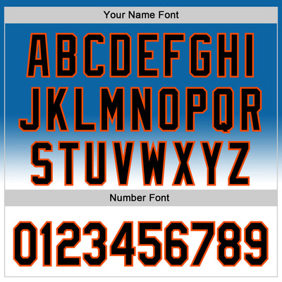 Custom Blue Black-Orange 3D Pattern Design Father's Day Fade Authentic Baseball Jersey