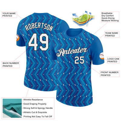 Custom Blue Royal Lakes Blue-Black 3D Esports Performance T-Shirt