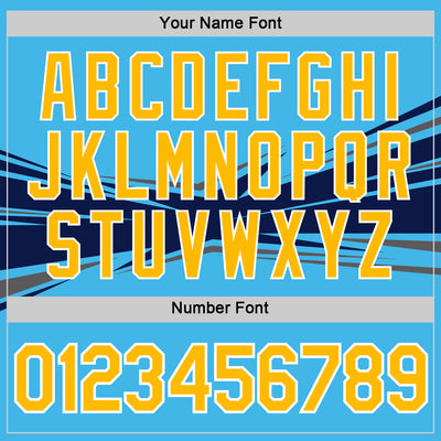 Custom Sky Blue Gold Navy-Gray 3D Esports Performance T-Shirt