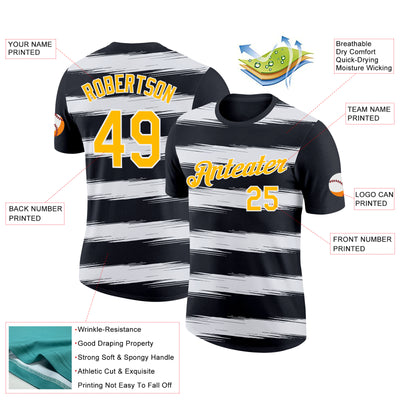 Custom Black Gold-White 3D Esports Performance T-Shirt