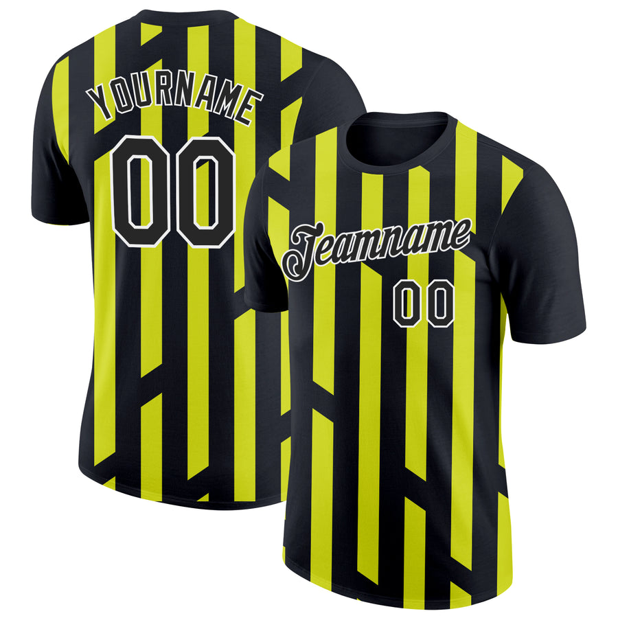 Custom Black Neon Yellow-White 3D Esports Performance T-Shirt