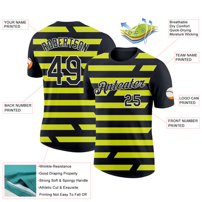 Custom Black Neon Yellow-White 3D Esports Performance T-Shirt