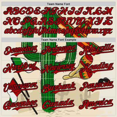 Custom Cream Red-Black 3D Mexican Festival Cactus Sombrero And Flag Cinco de Mayo Authentic Baseball Jersey