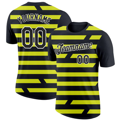 Custom Black Neon Yellow-White 3D Esports Performance T-Shirt