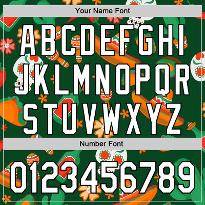 Custom Green White-Black 3D Mexican Festival Sombrero And Skull Cinco de Mayo Authentic Baseball Jersey