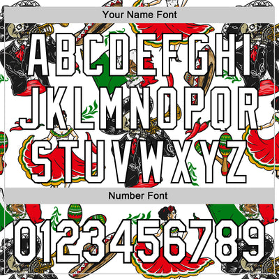 Custom White Black 3D Mexican Festival Skull Cinco de Mayo Authentic Baseball Jersey