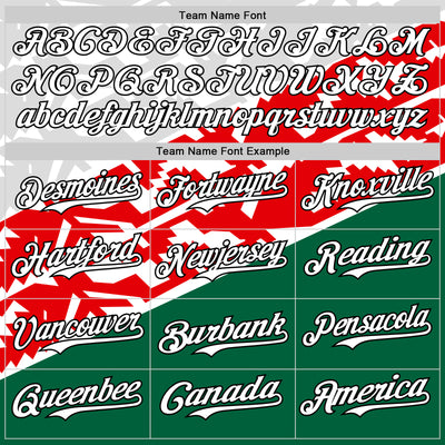 Custom White Red Kelly Green-Black 3D Mexico Authentic Baseball Jersey