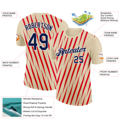 Custom Cream Navy-Fire Red 3D Esports Performance T-Shirt