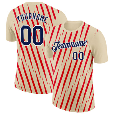 Custom Cream Navy-Fire Red 3D Esports Performance T-Shirt