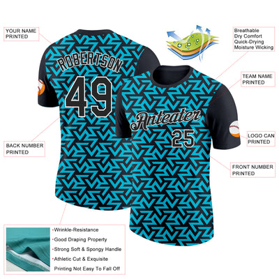 Custom Black Lakes Blue-White 3D Esports Performance T-Shirt