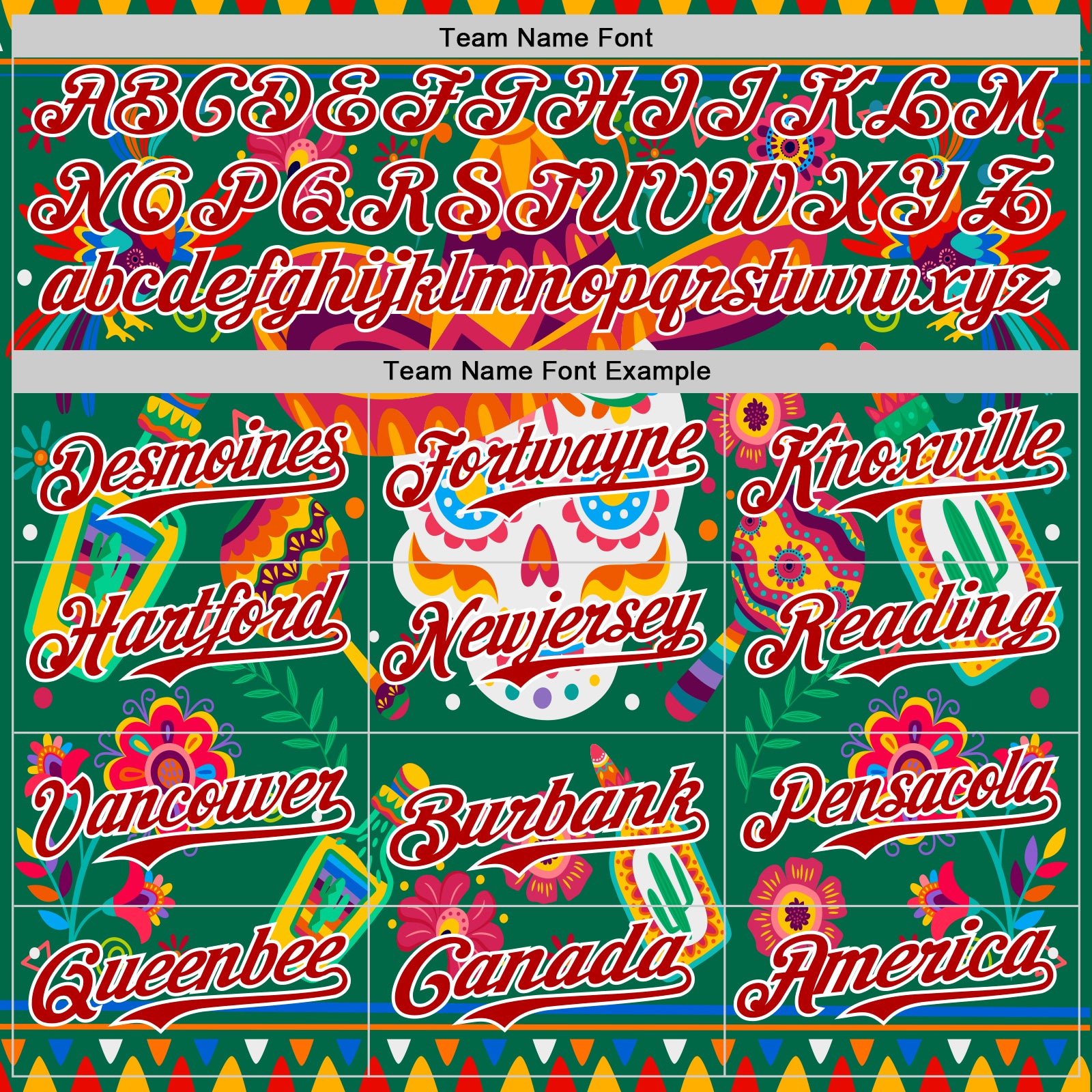 Custom Kelly Green Red-White 3D Mexican Festival Flower Skull With Sombrero Cinco de Mayo Authentic Baseball Jersey