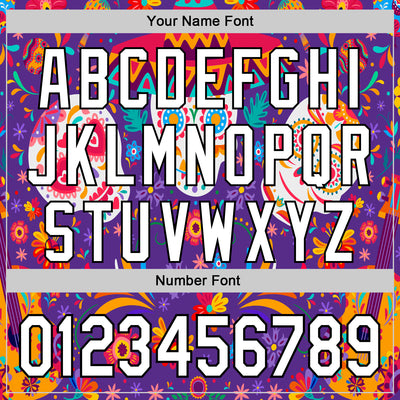 Custom Purple White-Black 3D Mexican Festival Flower Skull With Sombrero Cinco de Mayo Authentic Baseball Jersey