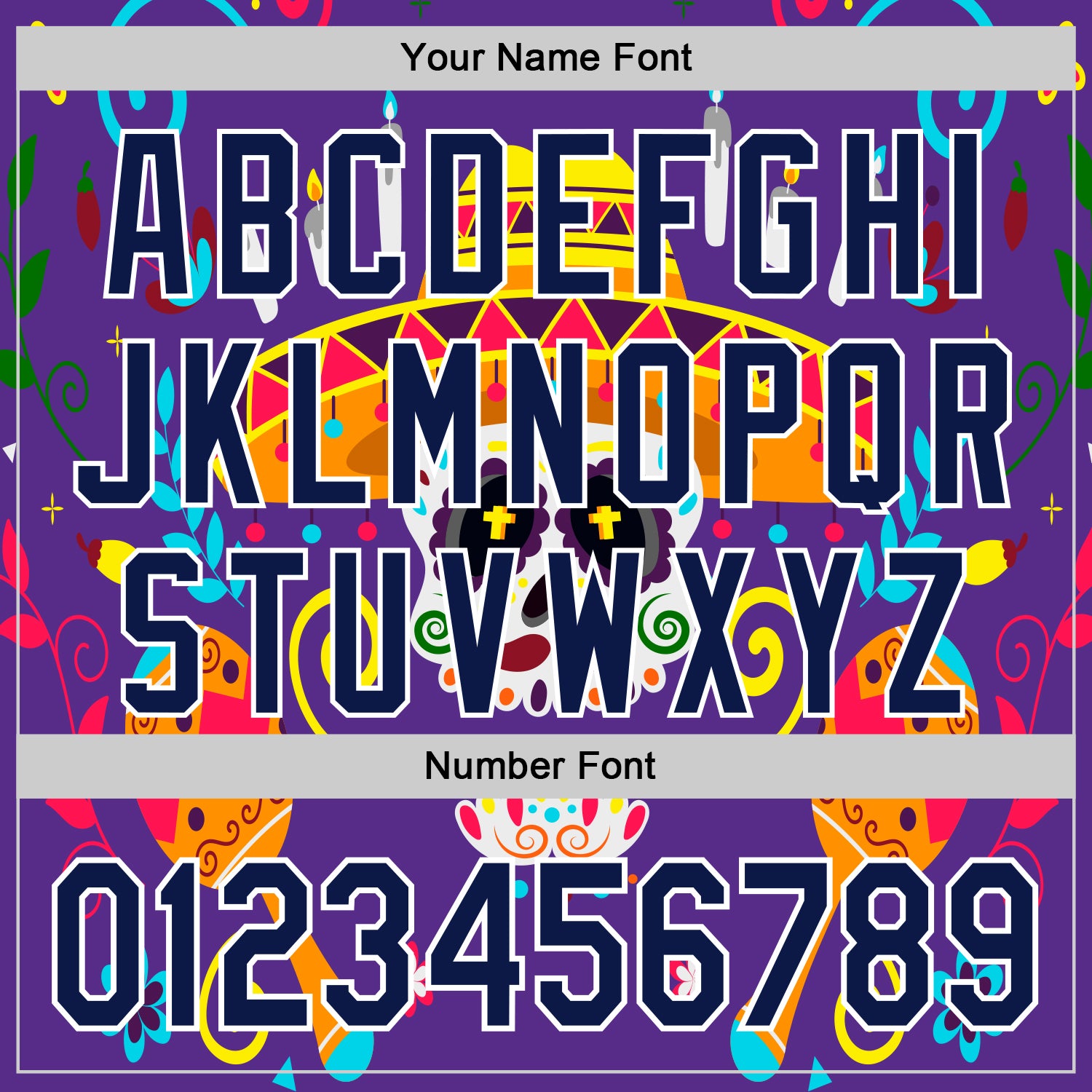 Custom Purple Navy-White 3D Mexican Festival Flower Skull With Sombrero Cinco de Mayo Authentic Baseball Jersey