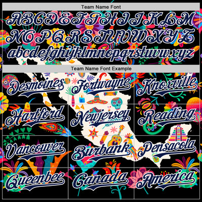 Custom Black Navy-White 3D Mexico Map With Tropical Plant And Animal Authentic Baseball Jersey