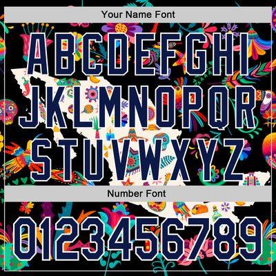 Custom Black Navy-White 3D Mexico Map With Tropical Plant And Animal Authentic Baseball Jersey