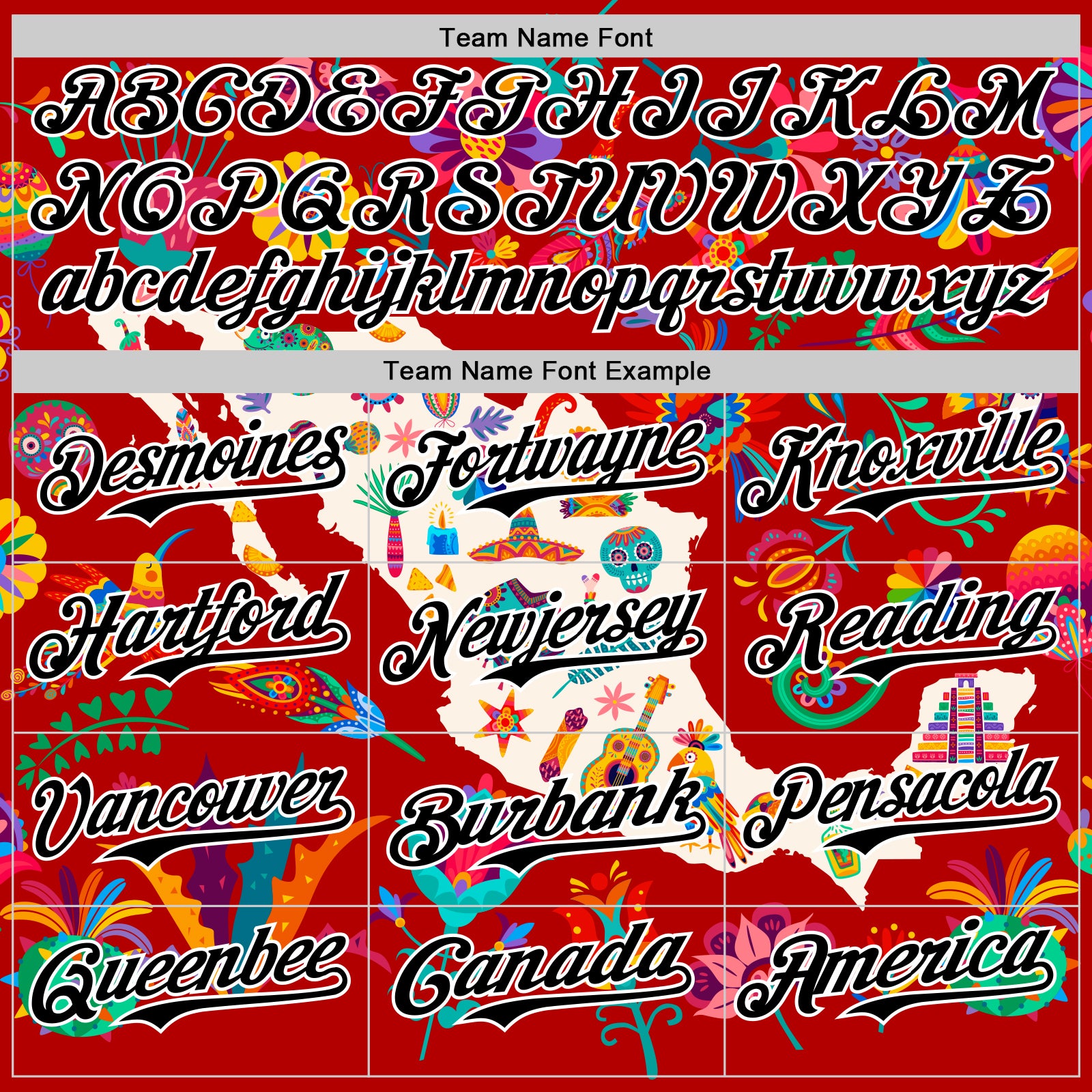 Custom Red Black-White 3D Mexico Map With Tropical Plant And Animal Authentic Baseball Jersey