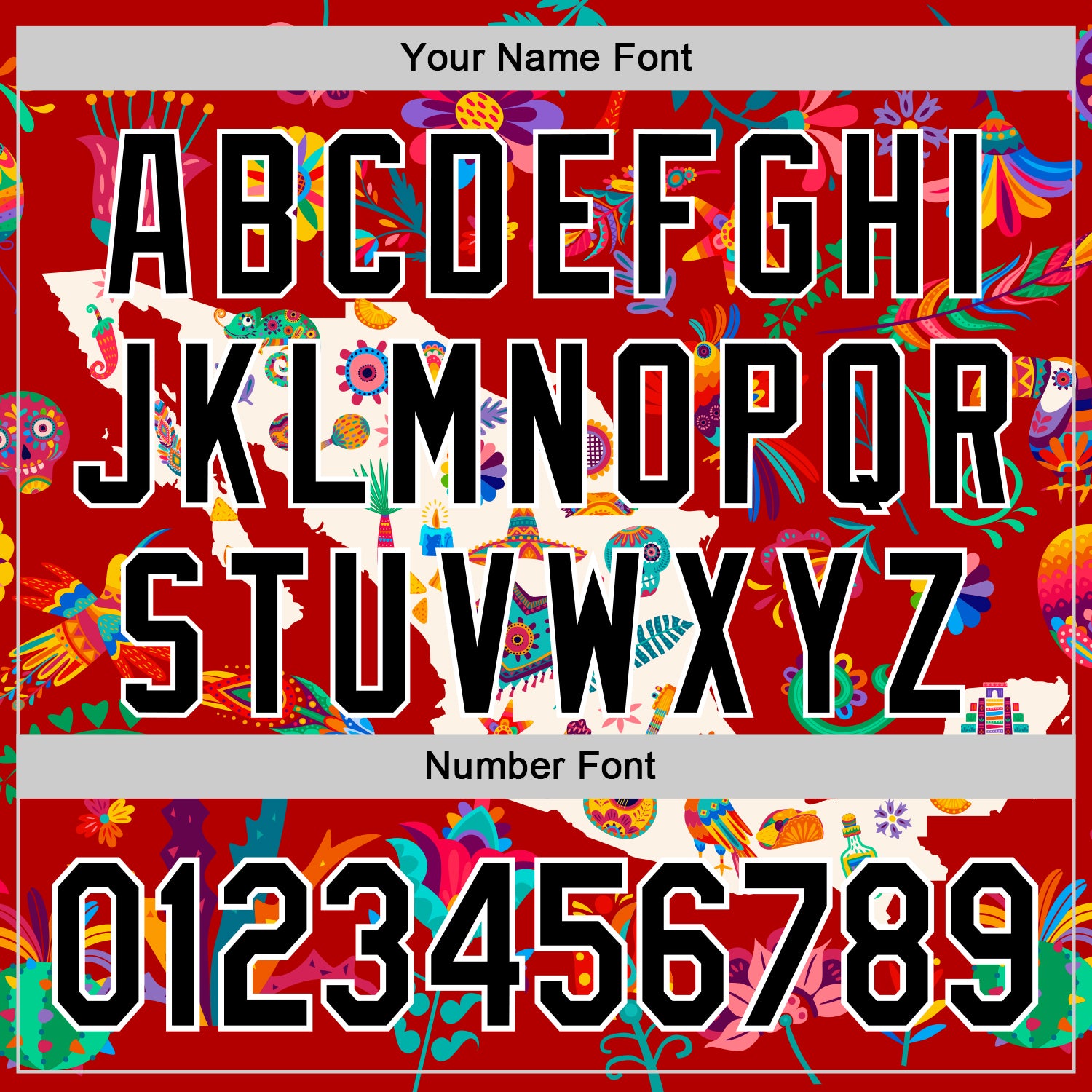 Custom Red Black-White 3D Mexico Map With Tropical Plant And Animal Authentic Baseball Jersey