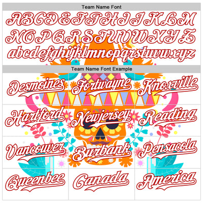 Custom White Red 3D Mexican Festival Flower Skull With Sombrero Cinco de Mayo Authentic Baseball Jersey