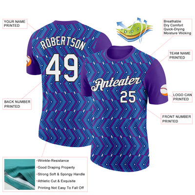 Custom Purple Royal-Lakes Blue 3D Esports Performance T-Shirt