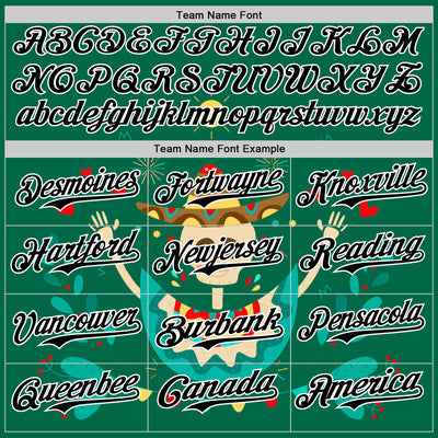 Custom Kelly Green Black-White 3D Mexican Festival Flower Skull With Sombrero Cinco de Mayo Authentic Baseball Jersey