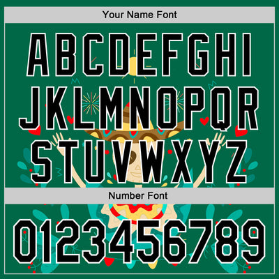 Custom Kelly Green Black-White 3D Mexican Festival Flower Skull With Sombrero Cinco de Mayo Authentic Baseball Jersey