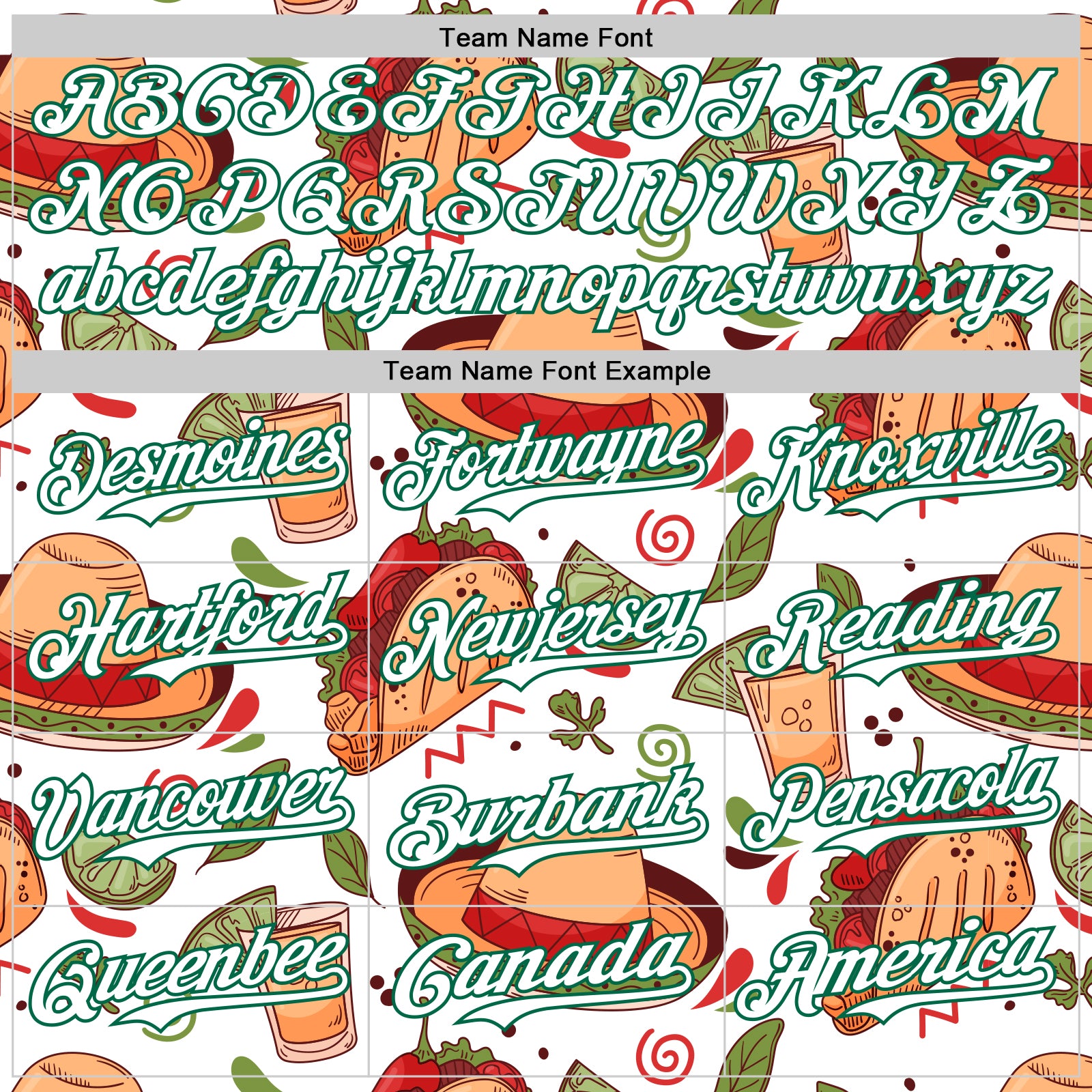 Custom White Kelly Green 3D Mexican Festival Tacos And Sombrero Cinco de Mayo Authentic Baseball Jersey