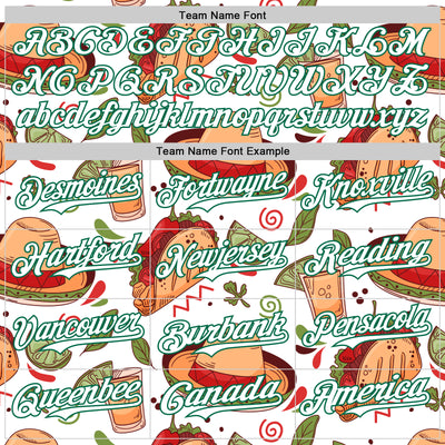 Custom White Kelly Green 3D Mexican Festival Tacos And Sombrero Cinco de Mayo Authentic Baseball Jersey