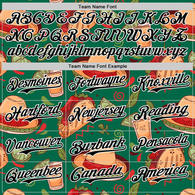 Custom Kelly Green Black-White 3D Mexican Festival Tacos And Sombrero Cinco de Mayo Authentic Baseball Jersey