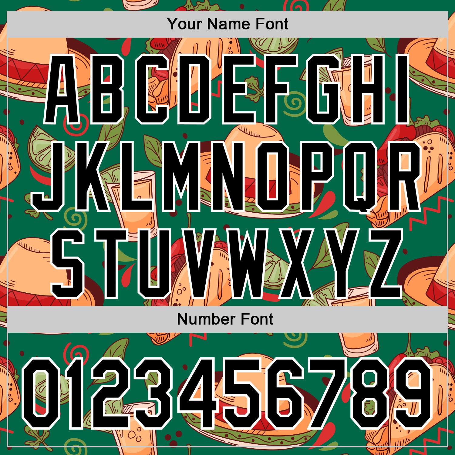 Custom Kelly Green Black-White 3D Mexican Festival Tacos And Sombrero Cinco de Mayo Authentic Baseball Jersey