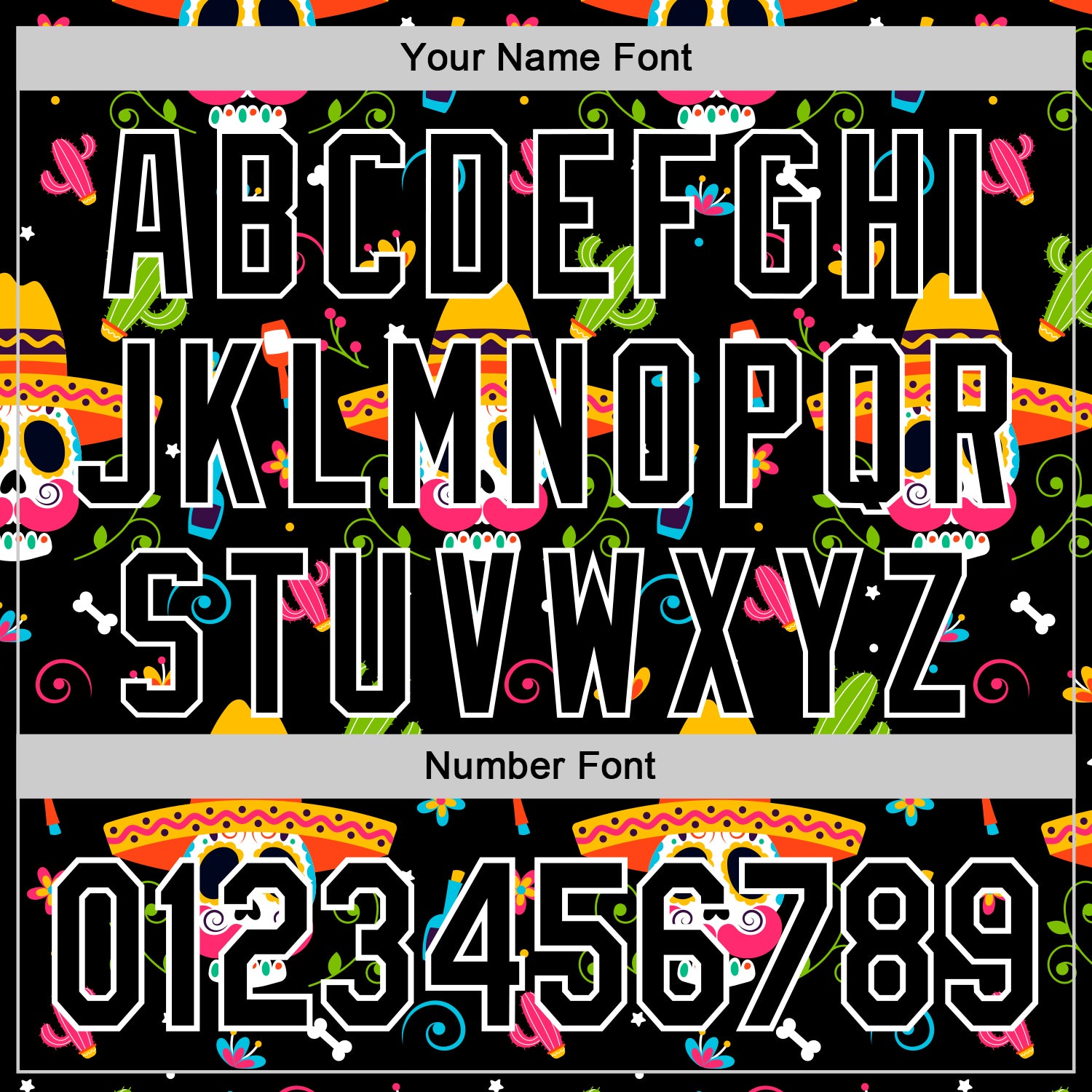 Custom Black White 3D Mexican Festival Flower Skull With Sombrero Cinco de Mayo Authentic Baseball Jersey