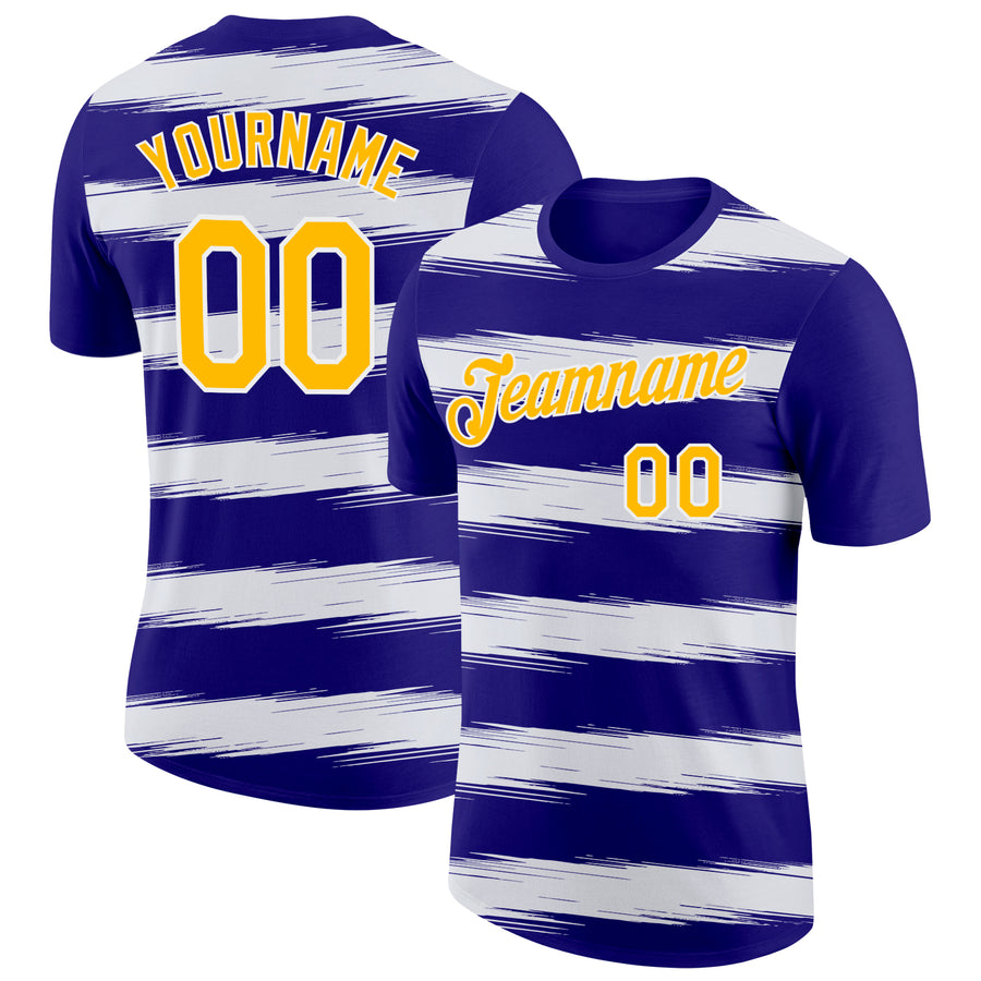 Custom Dark Purple Gold-White 3D Esports Performance T-Shirt