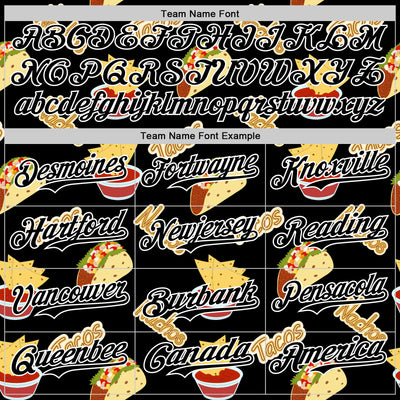 Custom Black White 3D Mexican Festival Nachos And Tacos Cinco de Mayo Authentic Baseball Jersey