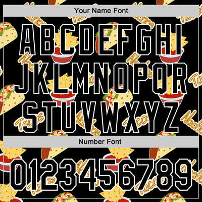 Custom Black White 3D Mexican Festival Nachos And Tacos Cinco de Mayo Authentic Baseball Jersey