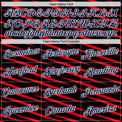 Custom Black Navy-Fire Red 3D Esports Performance T-Shirt