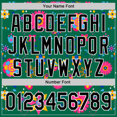 Custom Kelly Green Black-White 3D Mexican Festival Flower Cinco de Mayo Authentic Baseball Jersey