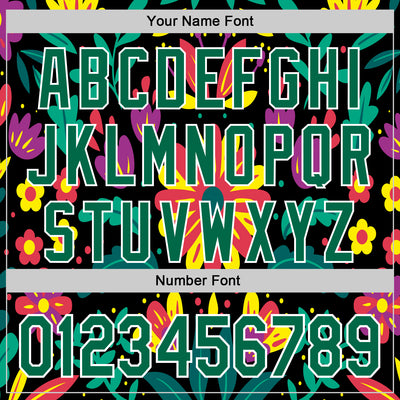 Custom Black Kelly Green-White 3D Mexican Festival Flower Cinco de Mayo Authentic Baseball Jersey