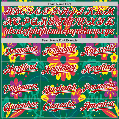 Custom Kelly Green Red-White 3D Mexican Festival Flower Cinco de Mayo Authentic Baseball Jersey