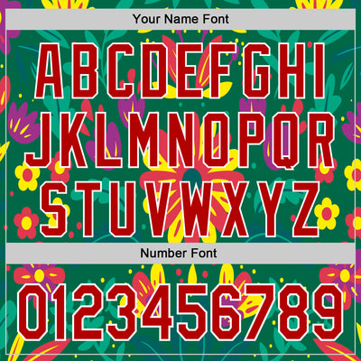 Custom Kelly Green Red-White 3D Mexican Festival Flower Cinco de Mayo Authentic Baseball Jersey