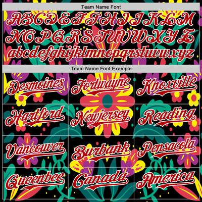 Custom Black Red-White 3D Mexican Festival Flower Cinco de Mayo Authentic Baseball Jersey