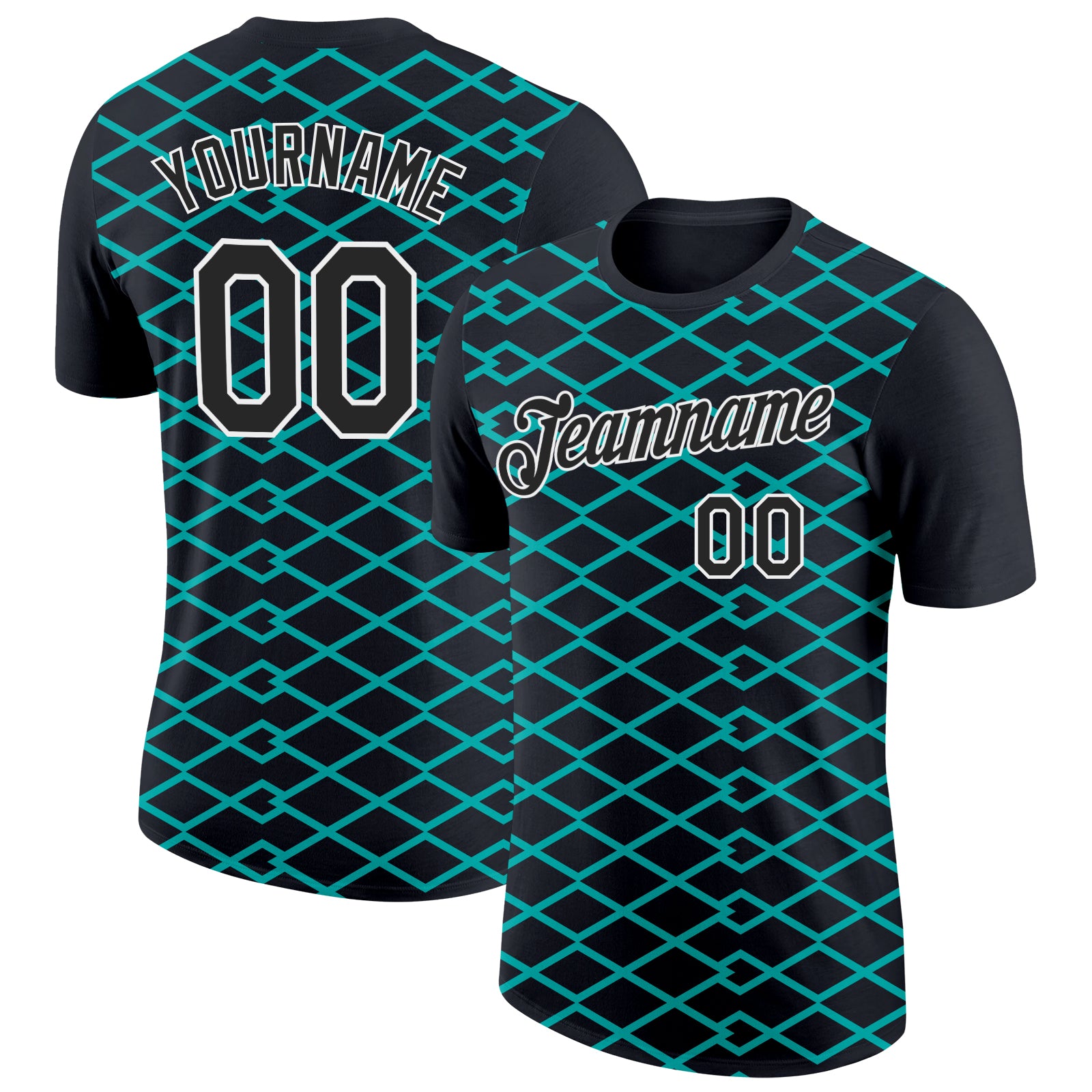 Custom Black Aqua-White 3D Esports Performance T-Shirt