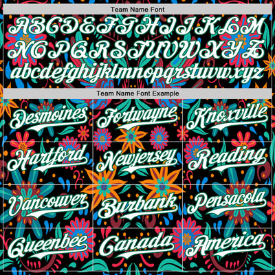 Custom Black White-Kelly Green 3D Mexican Festival Flower Cinco de Mayo Authentic Baseball Jersey