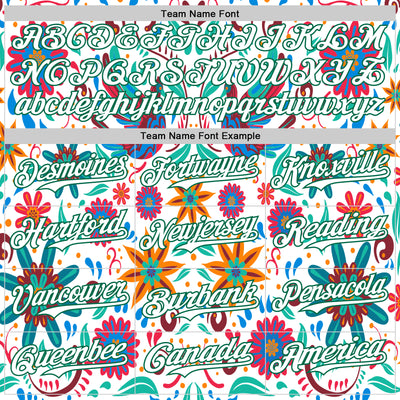 Custom White Kelly Green 3D Mexican Festival Flower Cinco de Mayo Authentic Baseball Jersey