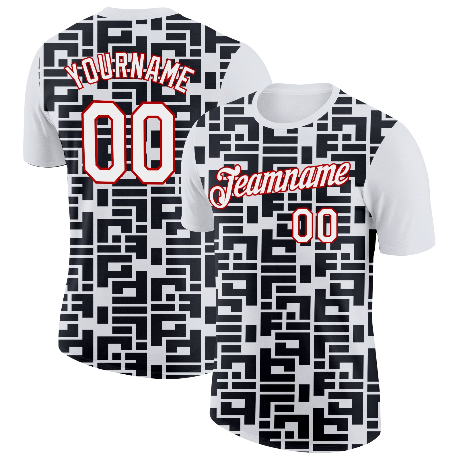 Custom White Black-Red 3D Esports Performance T-Shirt